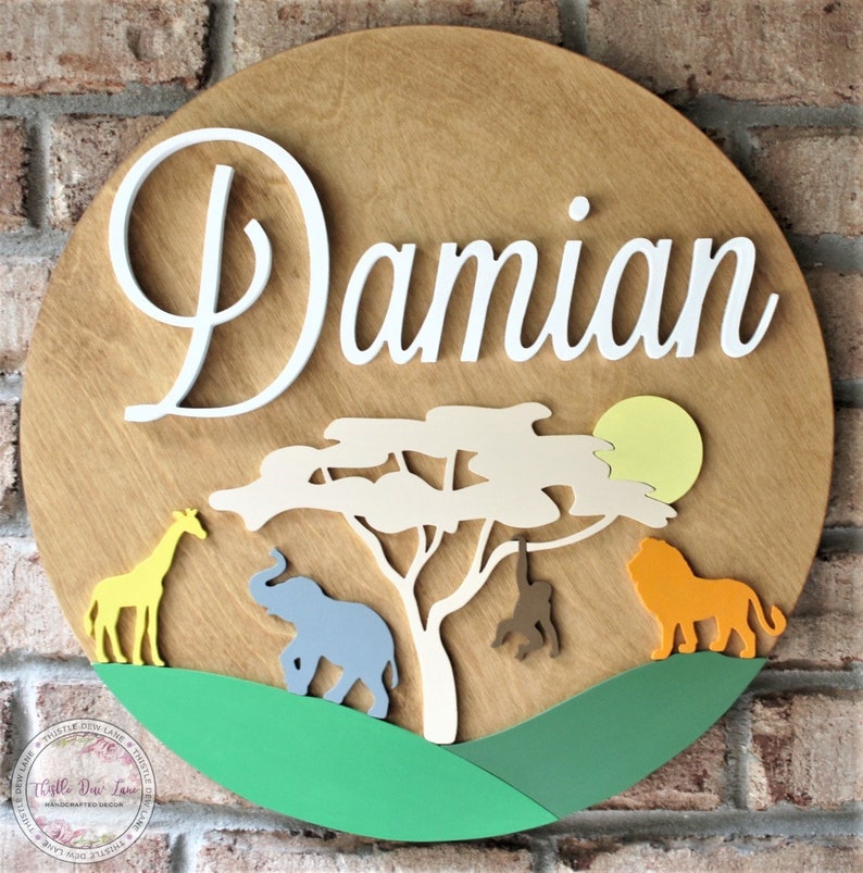 safari nursery name sign