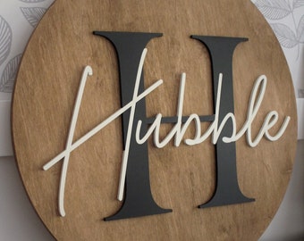 Custom 3D Wood Family Name Sign, Personalized Wedding Gift