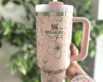 Laser Engraved Cherry Blossom Stanley Tumbler (40oz)