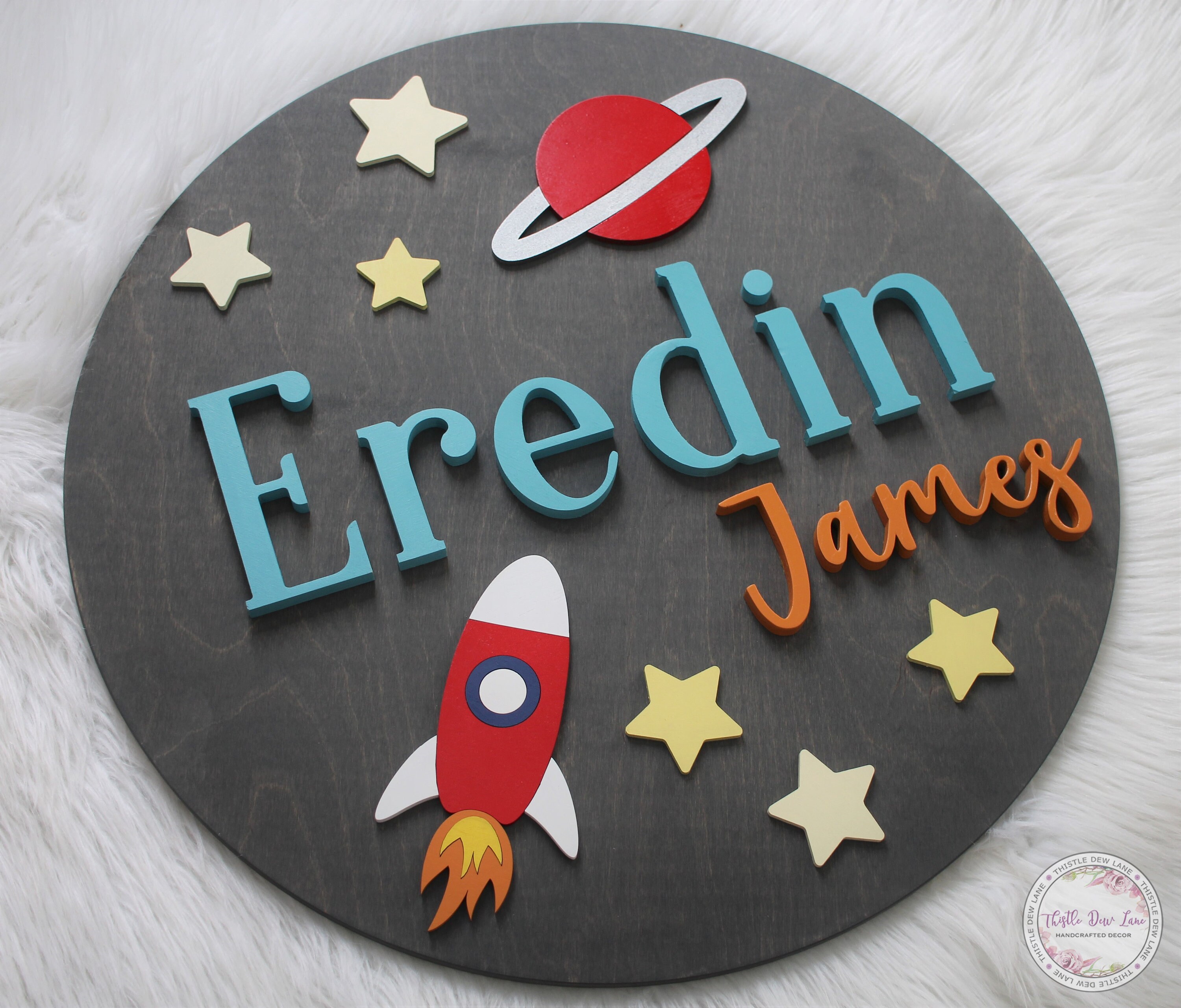 Space Theme Name Sign 3D Nursery Name Sign Outer space Etsy