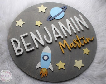Custom Space Name Sign, 3D Wood Nursery Decor