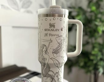 Laser Engraved Mermaid Stanley Tumbler, 40oz