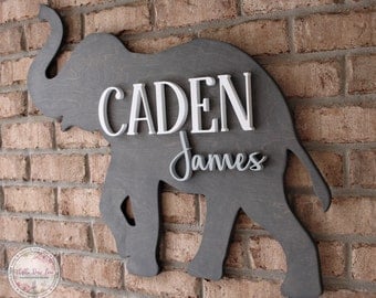 Personalized Elephant Name Sign: 3D Nursery Wall Decor