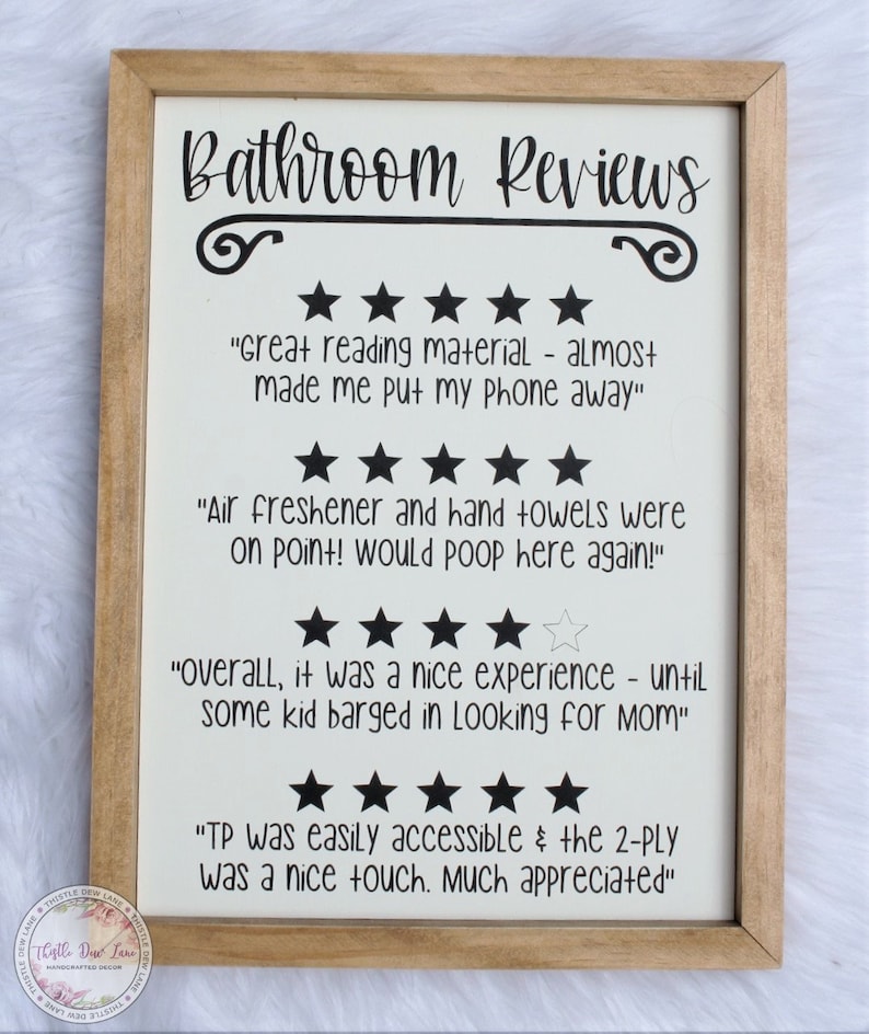 Bathroom Reviews Sign Funny Bathroom Sign Bathroom Decor Etsy