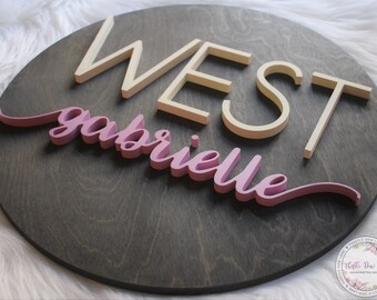 Custom Wood Nursery Name Sign, Baby Shower Gift