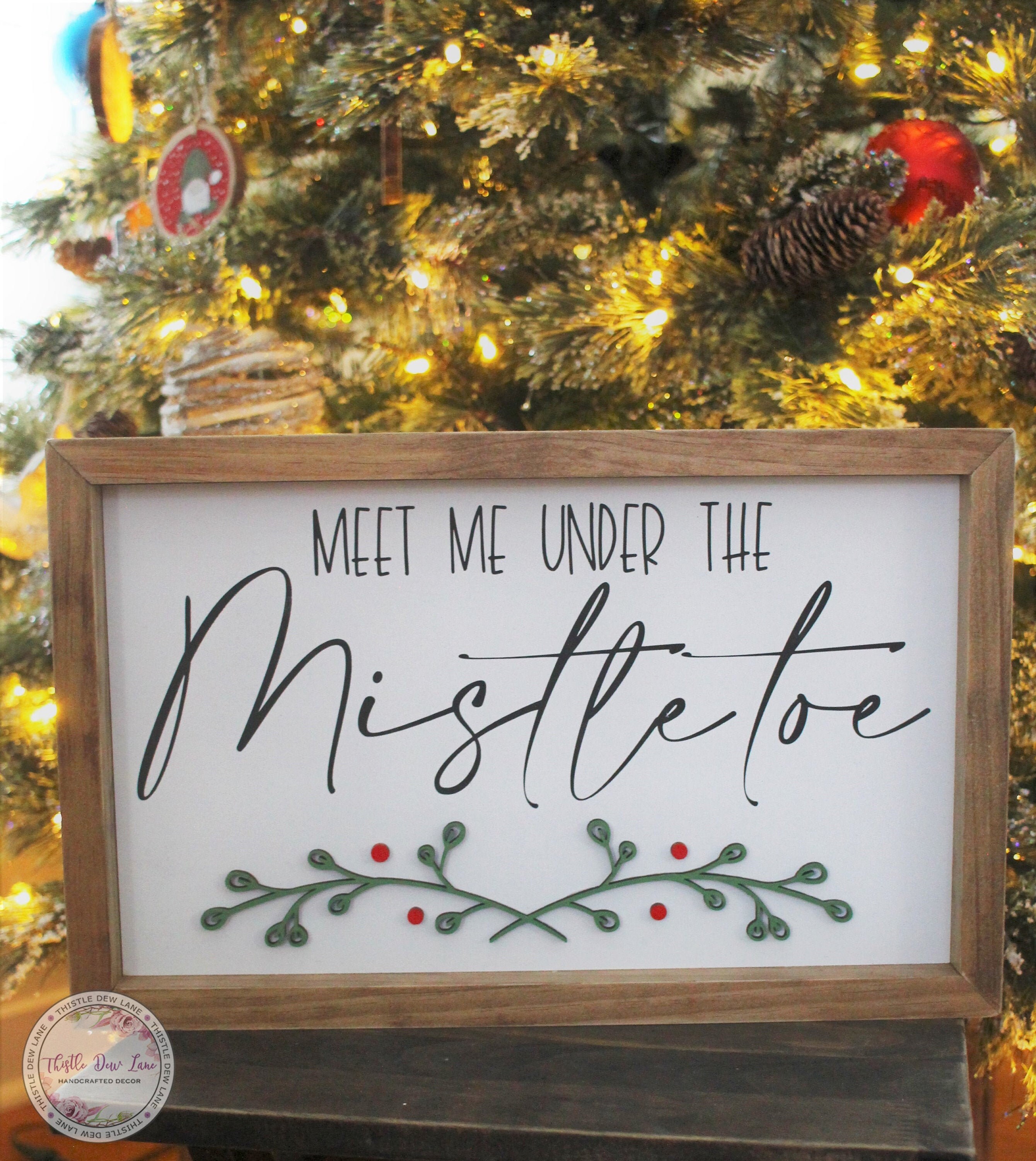Meet Me under the Mistletoe sign Christmas decor Holiday Etsy
