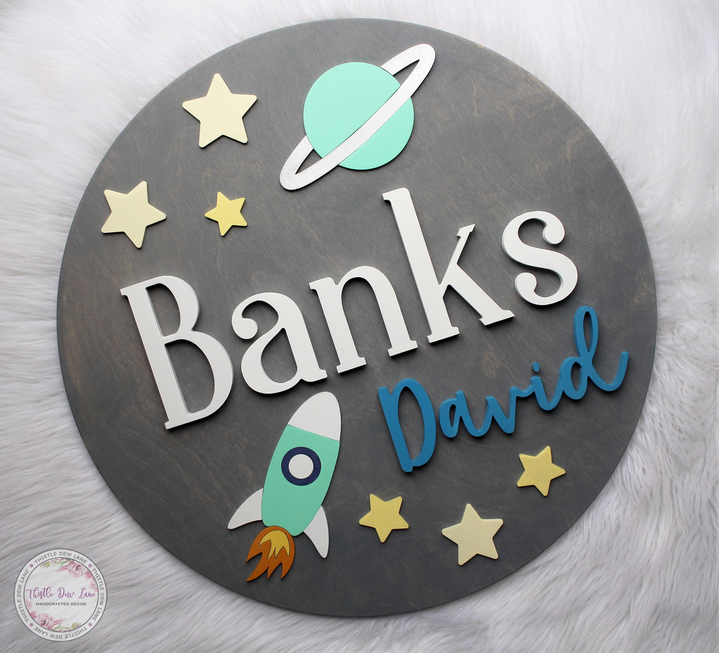 Space Theme Name Sign 3D Nursery Name Sign Outer space Etsy