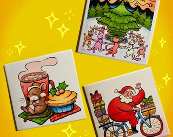 Lot de TROIS grandes cartes de Noël, avec enveloppes
