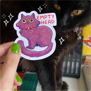 EMPTY HEAD Hilda Sticker! Funny, cat, relatable, gift
