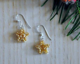 Minimalist Dainty Gold Star Seed Bead Earrings