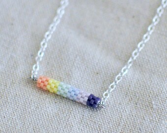 Abstract Rainbow Sterling Silver Necklace - Gift for New Mums and Rainbow Babies