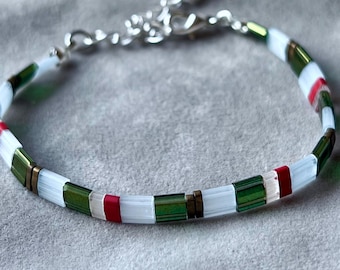 Colourful Japanese Bead Bracelet With Silver Adjustable Chain