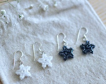Everyday Tiny Star Earrings in Black or White  - Mini Celestial Jewellery