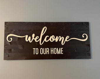 Welcome to Our Home sign. Welcome Sign, Wedding Gift, Rustic wooden Home sign,