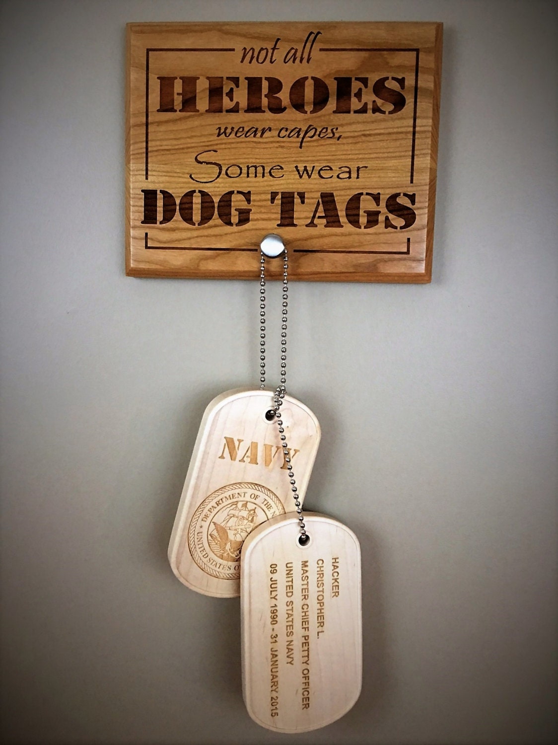 Custom OVERSIZED Military Wooden Dog Tags with Plaque Proud Etsy