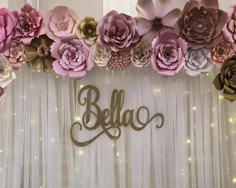 Custom Wooden Name sign, Personalized Laser cut Family name sign, Baby's first birthday backdrop, Cute Nursery Sign