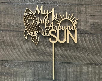 First Trip Around the Sun Cake Topper: Space Birthday