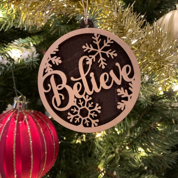 Believe Christmas Ornament 2020 Jingle Bells Be Merry Joy Christmas Ornament Merry Christmas Ornaments Etsy