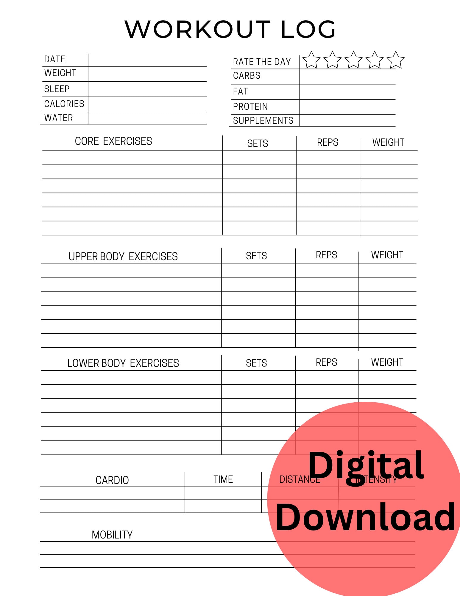Simple workout log hotsell