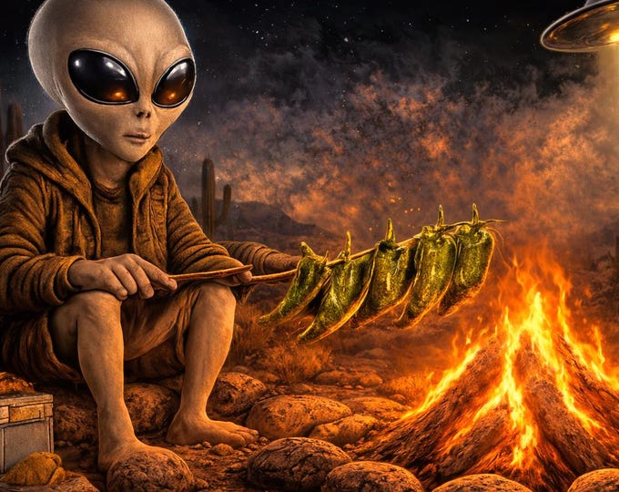 Alien Green Chili Mug | New Mexico and Roswell UFO Coffee Cup