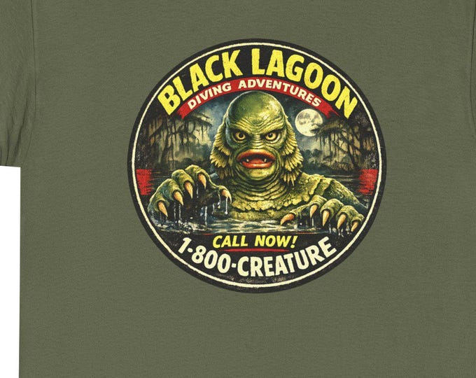 Black Lagoon Diving T-Shirt / Vintage Creature Horror /  50's Swamp Monster Graphic