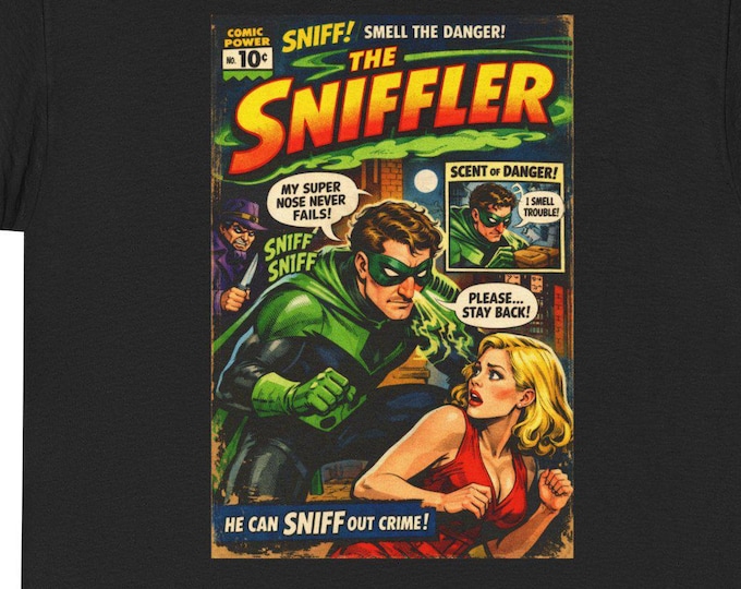The Sniffler Comic Tee | Superhero SMELL SUPERPOWER Comic Art Shirt