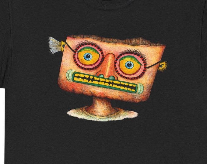 Weird Face T-Shirt / Surreal Outsider Art Character Tee /Colorful Oddball Portrait Graphic Shirt