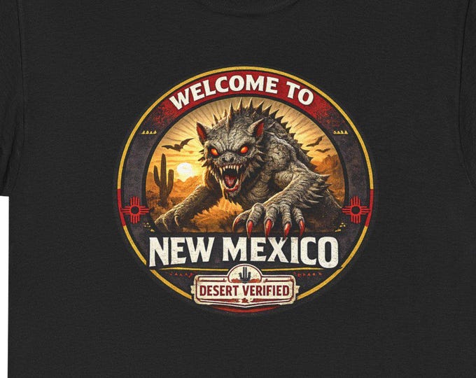 New Mexico Chupacabra T-Shirt / Desert Verified Cryptid Graphic Tee / Southwest Vintage Distressed Design