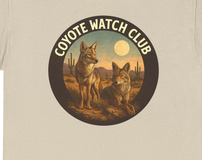 Coyote Watch Club T-Shirt | Retro Desert Wildlife Graphic Tee