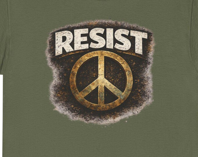 Resist Peace Sign T-Shirt: Distressed Street Art, Activist Tee