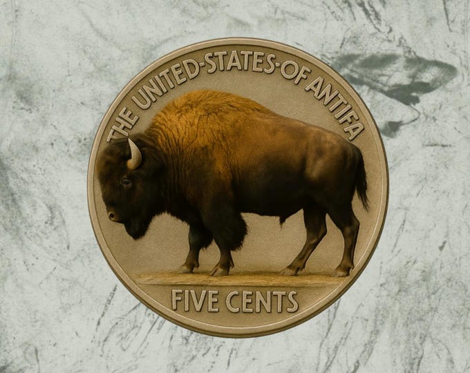 Buffalo Nickel Antifa Tee | Vintage Coin Bison Tee with Changes