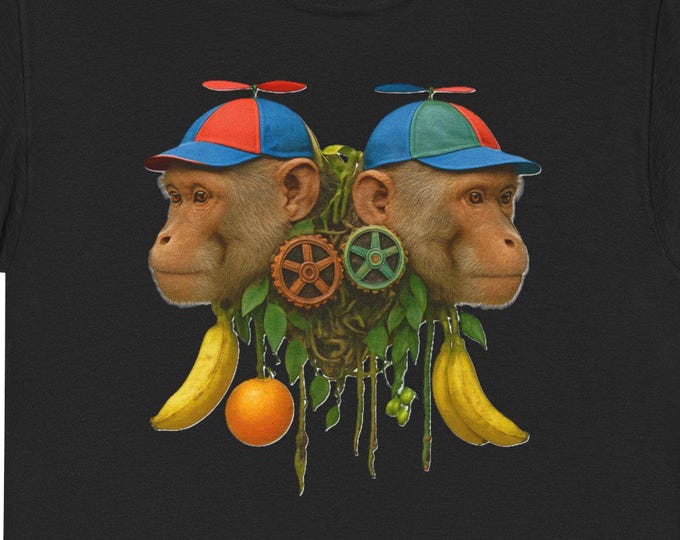 Banana Brothers Shirt: Retro Propeller Hat Monkey Artwork Tee