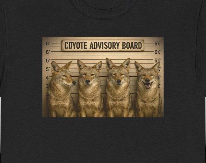 Coyote Board T-Shirt | Vintage Wanted Poster Design Wildlife funny Police Lineup