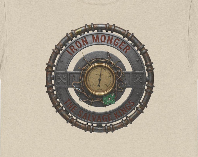 Iron Monger T-Shirt | industrial compass logo, steampunk badge