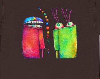 Whimsical Watercolor Monster T-Shirt, Quirky Cartoon Creatures Graphic Tee