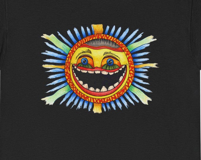 Psychedelic Smiling Sun T-Shirt: Retro Hippie Sunshine Graphic Tee