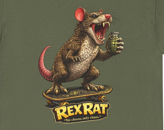 RexRat T-Shirt, Skater Rat Graphic Tee, Street Art