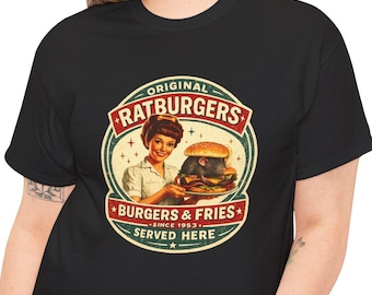 Ratburgers Retro Diner T-Shirt/ Funny Food Shirt, 1950s Restaurant Tee