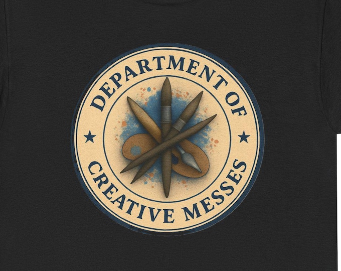 Creative Messes Tee | Compass Emblem, Artsy Badge for Humorous Government Agency