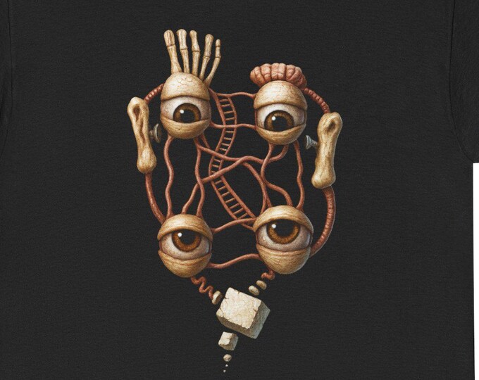 Eye Creature T-Shirt / Anatomical Steampunk Illustration Weird  / Fantasy Oddity Artwork / Macabre Surrealist Gift
