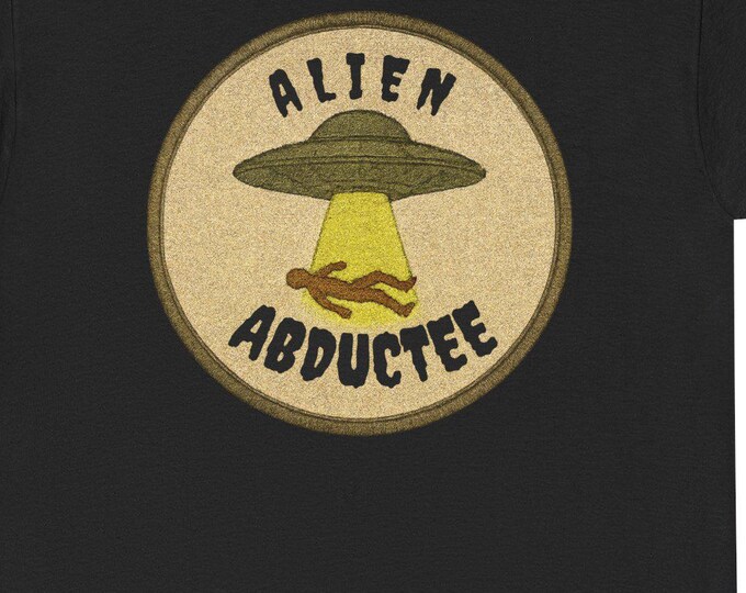 Alien Abductee Tee | UFO Tractor Beam Graphic T-Shirt, Retro Space Patch