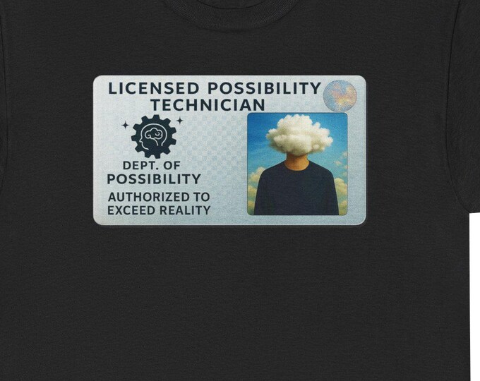 Possibility Technician Tee | Surreal ID Card, Cloud Head Design
