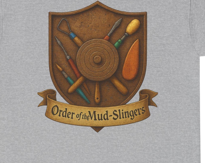 Order of the Mud-Slingers Tee | Pottery Wheel Tools Shield Ceramic Artist