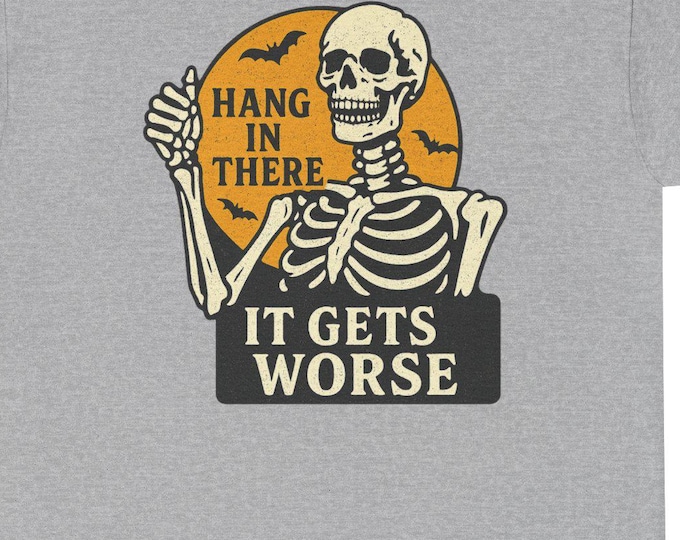 Sarcastic Skeleton Tee, Moon and Bats Graphic Shirt, Gothic Attitude Top, Halloween Unisex Tshirt, Funny Goth Apparel, Spooky Graphic Tee