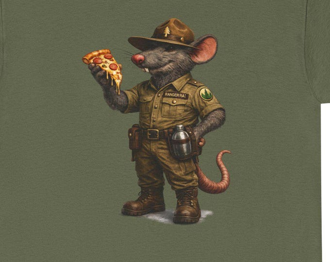 Ranger Rat T-Shirt | Funny Pizza Forest Ranger Graphic Tee