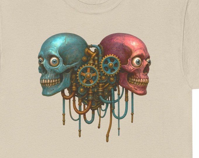 Skull Engine Tee, Retro Cyberpunk Design