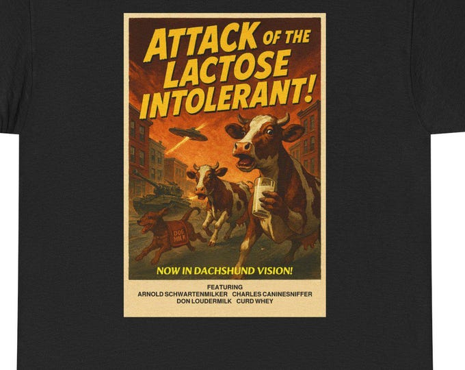 Retro "Attack of the Lactose Intolerant" T-Shirt | Funny Cow Monster Tee