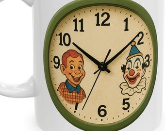 Howdy Doody Mug | Clock Face Ceramic Coffee Cup