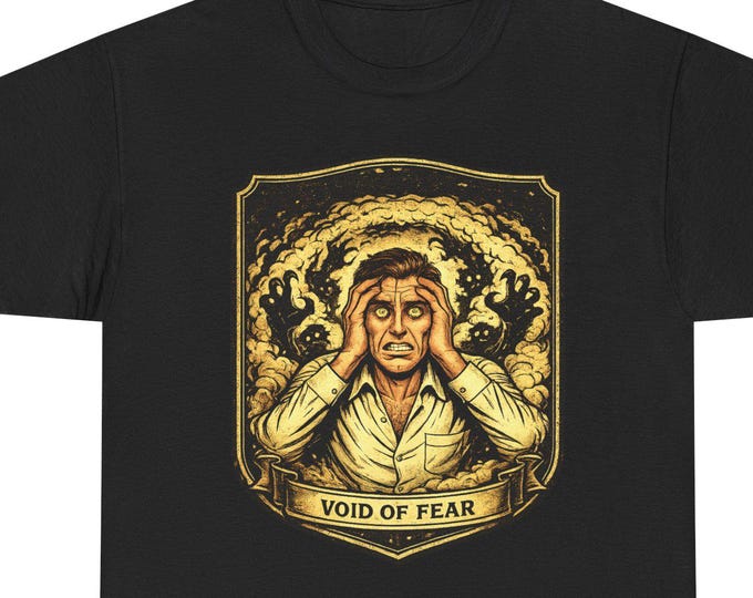 Void of Fear T-Shirt, Vintage Psychological Horror Graphic, Retro Comic Style