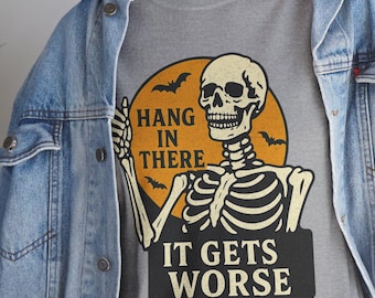 Sarcastic Skeleton Tee / Funny Goth Apparel, Spooky Graphic Tee